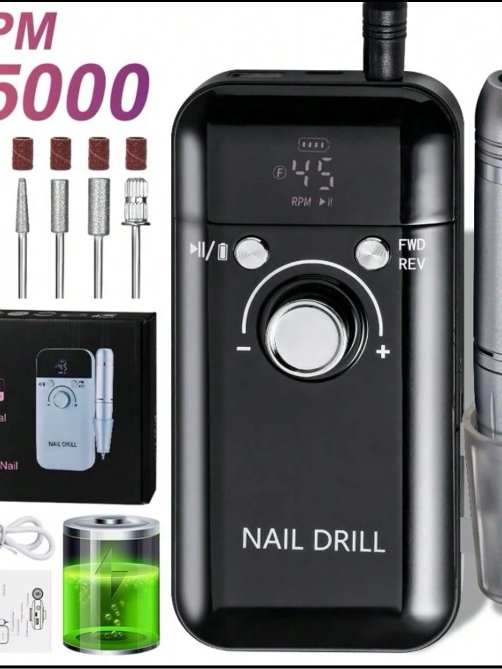 Nail Drill Portable Electric File - Black
